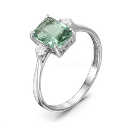 Кольцо из серебра с гт.кварцем цв.празиолит и фианитами родированное 925 пробы К-3692рс41200