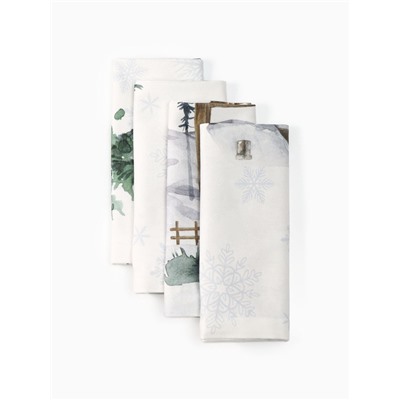 Набор салфеток сервировочных «Этель» Forest animals, 4 шт., белые, 40×40 см