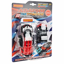 Машинка пластмассовая инерционная "Авария на трассе" Гонка красная (pull back) CRD 25x18,2x5,2см,