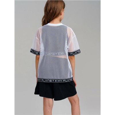 Комплект трикотажный для девочек: джемпер (футболка), шорты