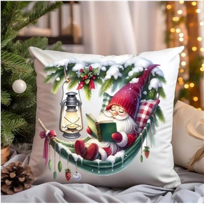 Наволочка декоративная новогодняя 45х45 на молнии, без наполнения