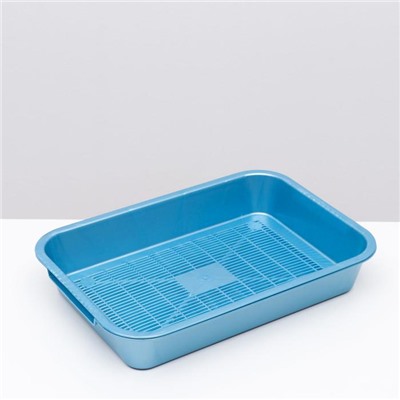 Туалет перламутровый средний с сеткой 36×26×6.5 см голубой