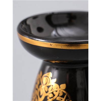 УЦЕНКА Аромалампа керамика "Древо жизни" чёрная с золотом 9,3х9,3х11,8 см