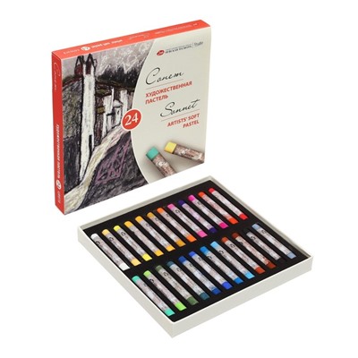 Пастель сухая ЗХК «Сонет», 24 цвета, Soft, d=8 мм/L-60 мм, круглое сечение, художественная
