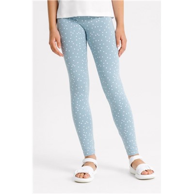 Леггинсы для девочек (пара) 147719-2 (Горошек на шалфее_пыльная роза)