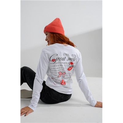 8513 Футболка с длинным рукавом женская (Белый_girl)