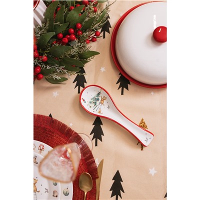 Подставка под ложку новогодняя Доляна «Волшебный праздник», 22.3×7.1×2.5 см, доломит, белая