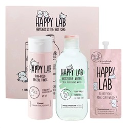 Happy Lab Набор очищающих средств для ухода за молодой кожей / Тоник, мицеллярная вода, очищающая маска, 200 мл, 300 мл, 20 мл 23775