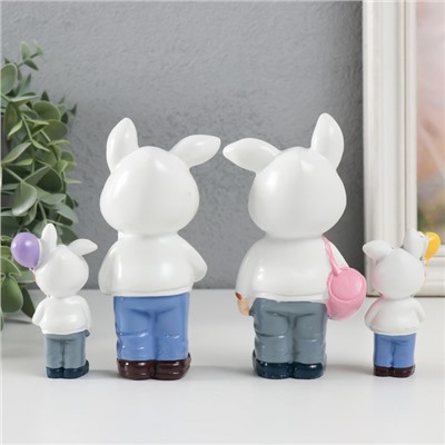 Набор фигурок полистоун «Малыши в толстовках с заячьими ушками», 4 шт., 3×2×7.5 6×3×13 см