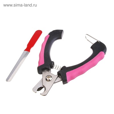 Набор по уходу за когтями: когтерез боковой (отверстие 14 мм) и пилка, чёрно-красный