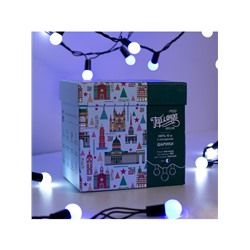 Гирлянда «Нить» 10 м с насадками «Шарики 1.5 см», IP44, тёмная нить, 100 LED, свечение бело-синее, мигание, 220 В