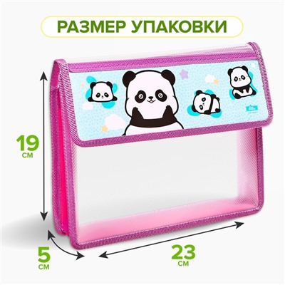 Папка для тетрадей, А5, пластиковая, 23×19×5 см «Пандочки»