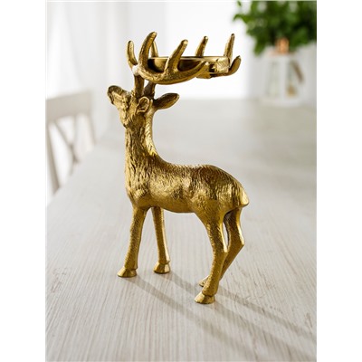 Подсвечник «Сохатый», 15.5×9×22.5 см, алюминий, золотой