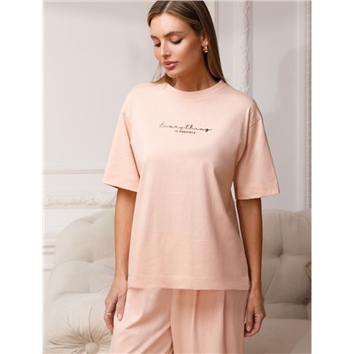 Футболка оверсайз с принтом из премиального 100% хлопка