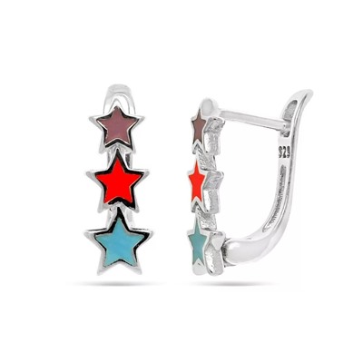 Серьги из серебра эмаль, Тсд44микс
