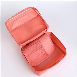 Косметичка-органайзер дорожная на молнии, с карманами, в мелкий горох, розовая