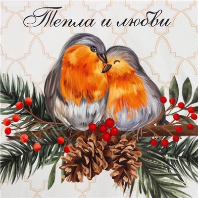 Полотенце Этель Winter robin 40×73 см, 100% хлопок, саржа 190 г/м²