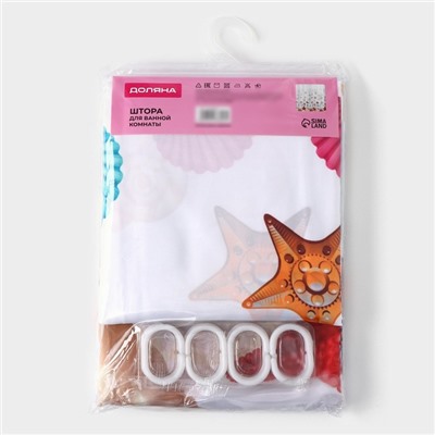 Штора для ванной Доляна «Ракушка», 180×180 см, белая