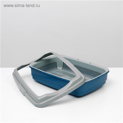 Лоток большой с сеткой и бортиком Atlantis «Стандарт», 43×33×12.5 см, синий