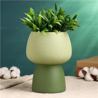 Декоративное кашпо - ваза для цветов «Мина», 14×14×20 см, керамическое, зелёное