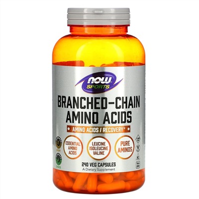 Now Foods, Sports, аминокислоты с разветвленными цепями, 240 капсул