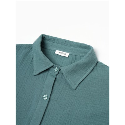 Пижама женская (рубашка, шорты) KAFTAN Basic, размер 44-46, зелёная