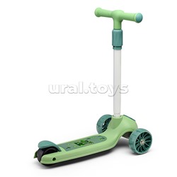 Самокат 3-х. кол., колеса световые PU, зеленый, в коробке
