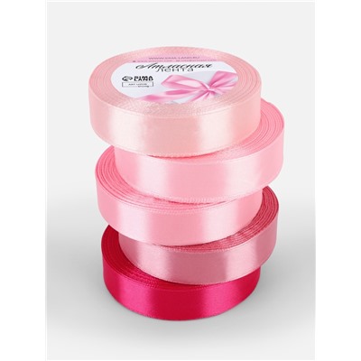 Атласная лента, набор 5 шт., 20 мм, 23±1 м, розовая