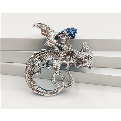 Брошь Синий Водный Дракон