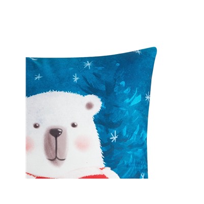 Подушка декоративная новогодняя «Этель. Мишка», 40×40 см, 100% п/э, велюр