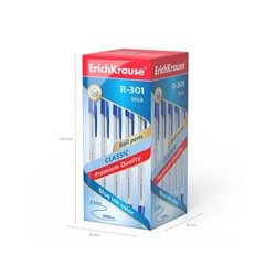 Ручка шар. ЕК R-301 CLASSIC синяя, 1мм, прозр.пласт.корп. (75765)