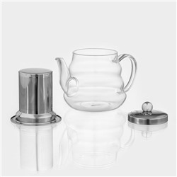 Заварочный чайник «Бриз», 600 мл, металлическое сито, стекло, прозрачный