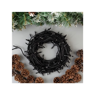 Гирлянда «Нить» 20 м, IP44, тёмная нить, 200 LED, свечение белое, 8 режимов, 220 В