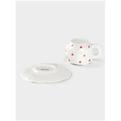 Чайная пара Доляна «Любовь», чашка 320 мл, блюдце d=16 см, ручная роспись, керамика, белая