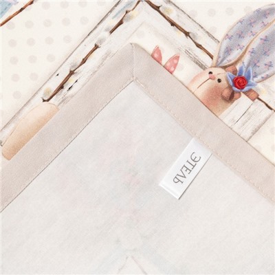 Дорожка на стол Этель «Пасхальные Тильды», 40×146 см, 100% хлопок, саржа 190 г/м², белая/розовая