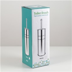 Ёршик для унитаза с подставкой, 9.5×9.5×37 см, хром