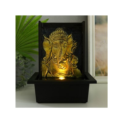 Фонтан настольный с подсветкой «Портрет Ганеша с цветком руке», от сети, 21×17×27 см