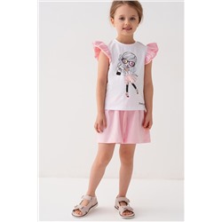 Комплект трикотажный для девочек: джемпер (футболка), шорты PLAYTODAY, 1240018