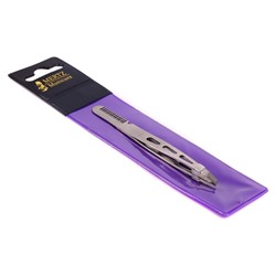 Mertz Пинцет скошенный с расческой для бровей А242, серебристый 244