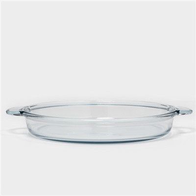 Блюдо для запекания Paşabahçe Borcam, 2.4 л, d=31.6 см, стекло, с ручками, прозрачное