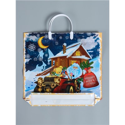 Пакет подарочный «Новогодняя доставка», полиэтиленовый с пластиковой ручкой, 37×35 см