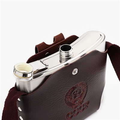 Фляжка «СССР», нержавеющая сталь, чехол, 1000 мл