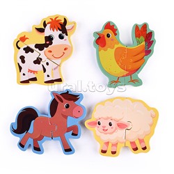 Пазл-вкладыш "Изучаем время. На ферме"