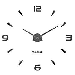 Часы настенные интерьерные большие, 3d «Кавалье», плавный ход, наклейка, d=120 см, чёрные