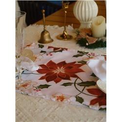 Дорожка на стол «Доляна. Новогодние цветы», белая, 35×180 см