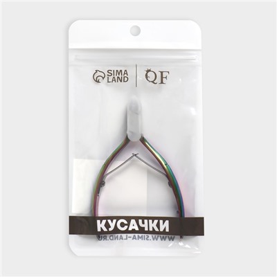 Кусачки маникюрные для кутикулы, изогнутое лезвие, двойная пружина, 10.5 см, длина лезвия-5 мм, цвет хамелеон