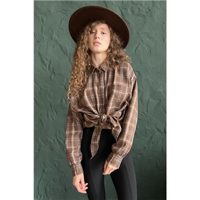 Рубашка женская  HUG077/13/Коричневый, бежевый