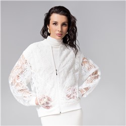 Бомбер кружевной с вышивкой, Секрет смелости (белоснежный)