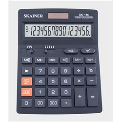 Калькулятор  16 разр. Skainer  настольный, двойное питание, черный SK-116