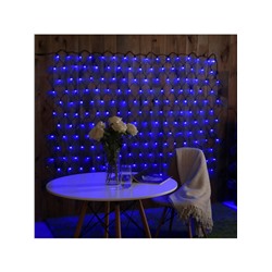 Гирлянда «Сеть» 2×1.5 м, IP44, УМС, тёмная нить, 192 LED, свечение синее, 220 В